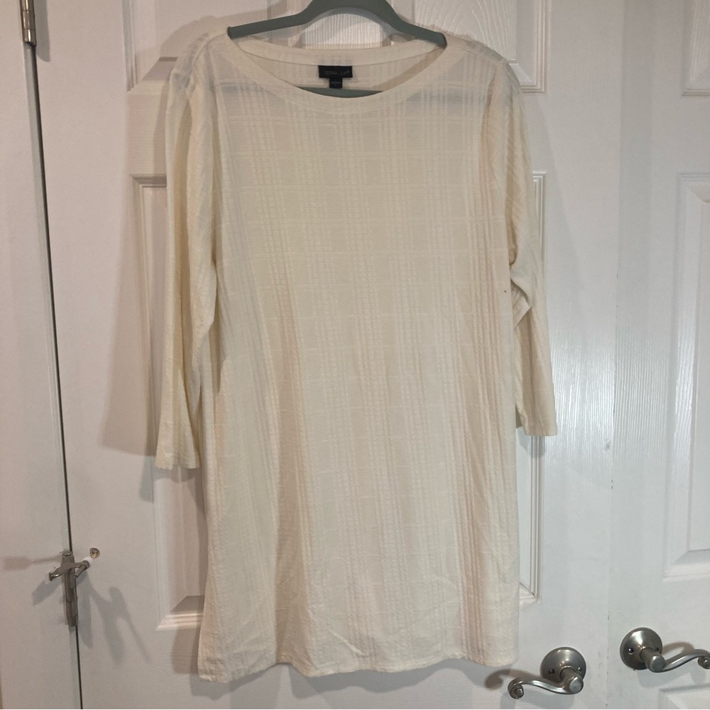J. Jill Wearever Collection neutral mature textured longline tunic top size L